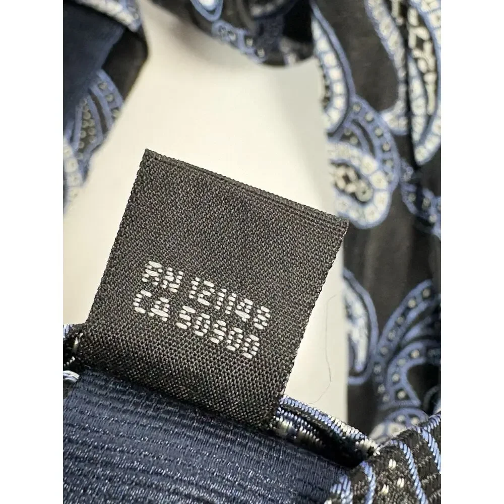 Michael Kors Mens 100% Silk Tie Black Blue Silver Paisley Designer Necktie